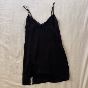 Vintage Urban Outfitters Black Satin Lace Slip Dress